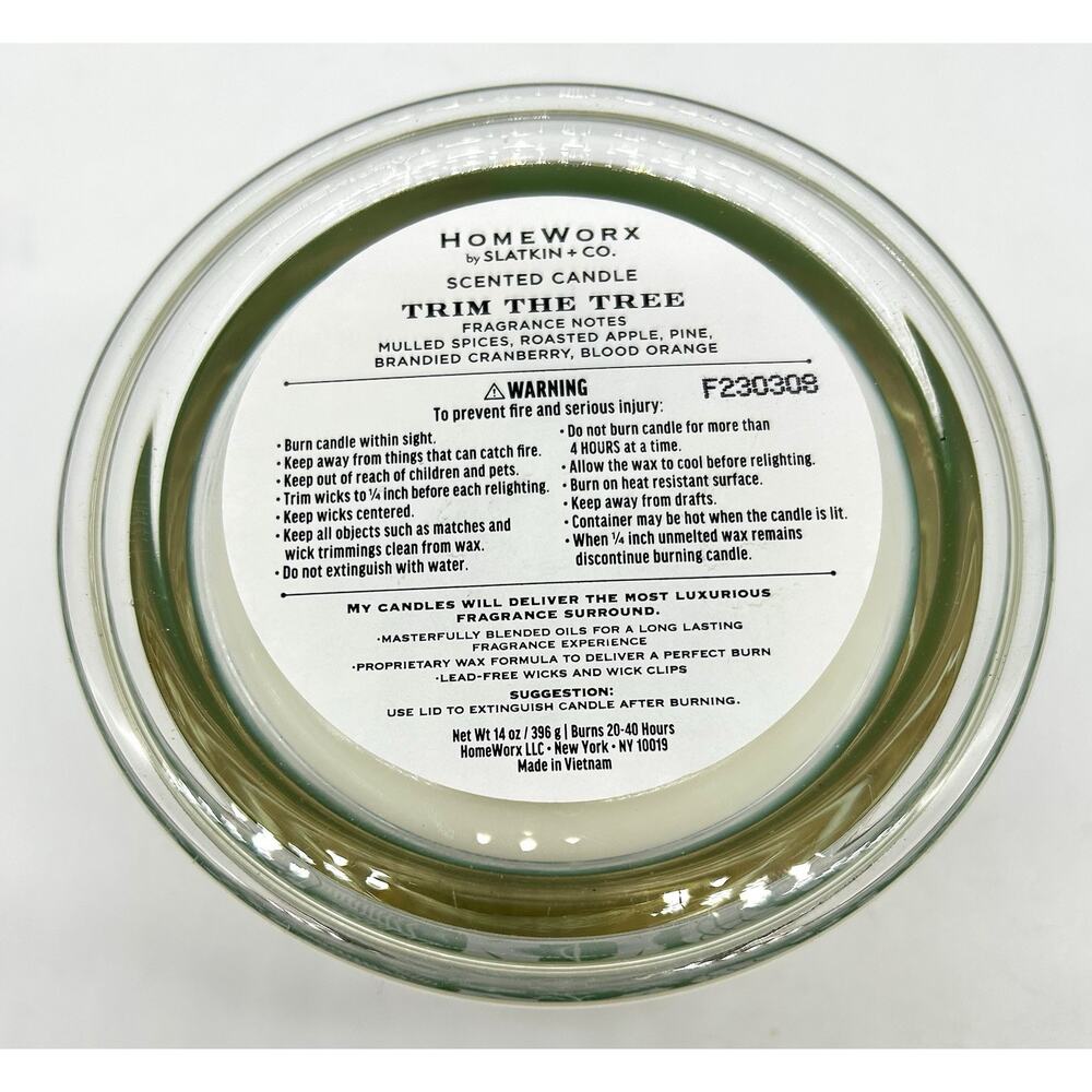 New Trim The Tree HomeWorx By Slatkin Co 3 Wick 14oz Scented Candle - Picture 8 of 8